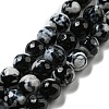 Dyed Natural Fire Crackle Agate Faceted Round Beads Strands G-E320C-8mm-08-1