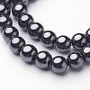 Non-Magnetic Synthetic Hematite Beads Strands G-H1623-8mm-1-1
