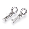 Platinum Rack Plating Alloy Rhinestone European Dangle Charms PALLOY-T048-36P-I-2