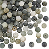Olycraft 2 Strands Frosted Round Natural Green Rutilated Quartz Beads Strands G-OC0004-61B-1