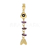 Brass Pave Cubic Zirconia Clear Cubic Zirconia & Natural Amethyst & Enamel European Dangle Charms GG-CBA3401-01G-A04-1