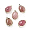 Natural Rhodonite Faceted Oval Connector Charms G-H323-02G-15-1