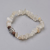 Natural White Moonstone and Wood Beads Stretch Bracelets BJEW-JB03859-02-1