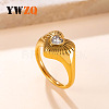 304 Stainless Steel Pave Cubic Zirconia Finger Rings WG685BA-01-2