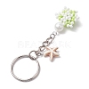 Tortoise Glass Seed Beads Pendant Keychain HJEW-MZ00105-03-4