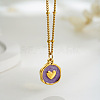 304 Stainless Steel Enamel Flat Round Pendant Necklaces for Women FS-WGF87E1-02-1