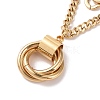 Vacuum Plating 304 Stainless Steel Double Chains Multi Layered Necklace with Rings Charm for Women STAS-E155-15G-2