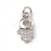 Brass Micro Pave Clear Cubic Zirconia Palm Charms ZIRC-F132-56P-1