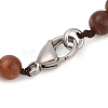 Natural Petrified Wood Round Beads Bracelets & Necklaces Sets SJEW-L132-25-3
