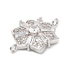 Brass Clear Cubic Zirconia Connector Snowflake Connector Charms KK-L229-079P-02-2