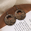 Flat Round Wood Dangle Earrings FS-WGF3184-01-1