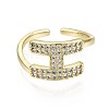 Brass Micro Pave Clear Cubic Zirconia Cuff Rings RJEW-S044-114-NF-3