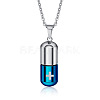 Two Tone 316L Stainless Steel Pill with Cross Urn Ashes Pendant Necklace with Cable Chains BOTT-PW0001-010PBU-1