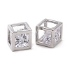 Hollow Brass Clear Cubic Zirconia Charms KK-E068-VC474-3