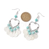 Heart Synthetic Turquoise & Capiz Shell Chandelier Earrings EJEW-TA00490-3