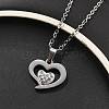 304 Stainless Steel Crystal Rhinestone Heart Pendant Cable Chain Necklaces for Women LS-NJEW-Z056-01D-P-2