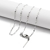 Adjustable 304 Stainless Steel Dapped Chain Necklaces NJEW-K270-02P-1