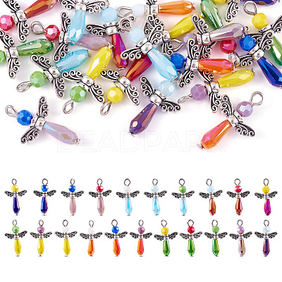 21Pcs Angel Glass Pendants PALLOY-TAC0129-1