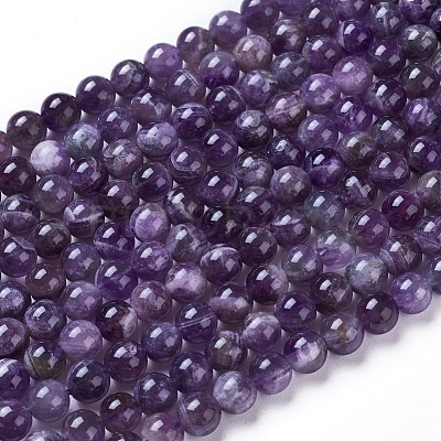 Natural Amethyst Round Bead Strands X-G-L170-6mm-03-1