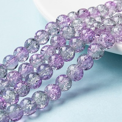 Spray Painted Crackle Glass Beads Strands CCG-Q002-8mm-02-1
