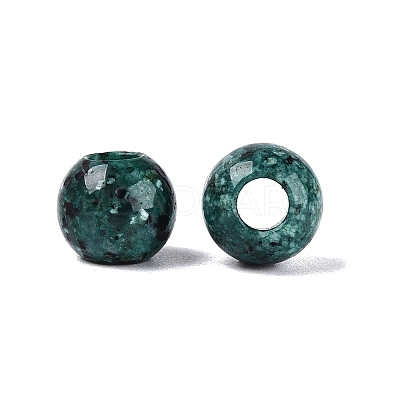 Natural Green Spot Jasper European Beads G-Q607-02J-1