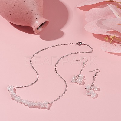Natural Quartz Crystal Chips Beaded Jewelry Set SJEW-JS01231-05-1