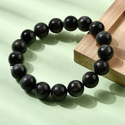 Grade A Natural Eagle Eye Stone Round Beads Stretch Bracelets for Women BJEW-L712-B06-12mm-1