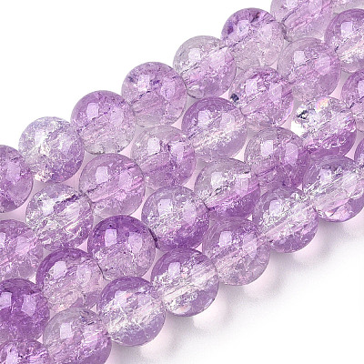 Transparent Crackle Baking Paint Glass Beads Strands DGLA-T003-01B-10-1