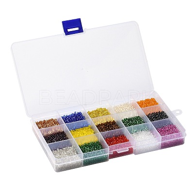 180G 15 Colors Glass Seed Beads SEED-JQ0003-01A-2mm-1