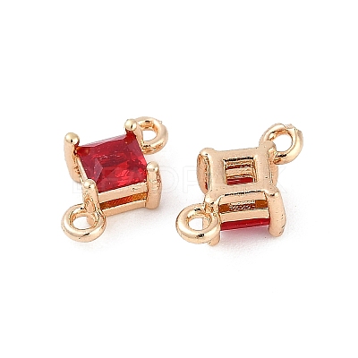 Brass Pave Glass Rhombus Links Connector Charms GLAA-Q088-001J-1