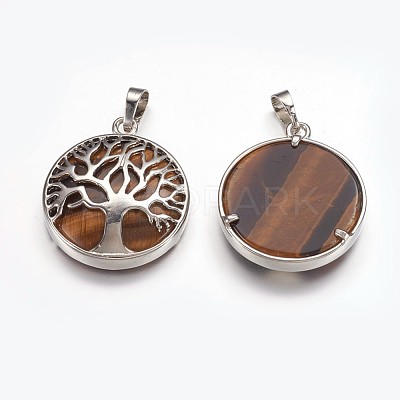 Natural Tiger Eye Pendants G-E449-C05-1