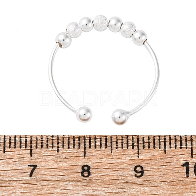Rotatable 925 Sterling Silver Open Cuff Rings RJEW-S624-06S-1