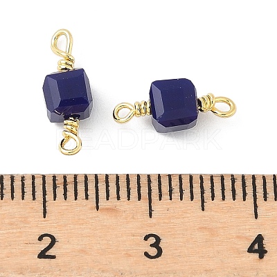 Glass Faceted Cube Connector Charms KK-C097-10G-02-1