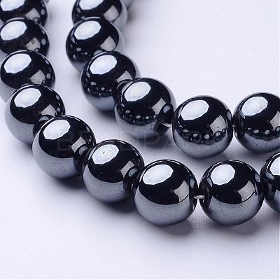 Non-Magnetic Synthetic Hematite Beads Strands X-G-H1624-12mm-1-1
