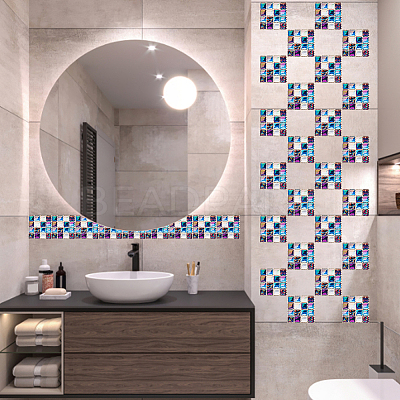 10 Sheets PVC Self Adhesive Mosaic Tile Stickers FIND-WH0145-99-1
