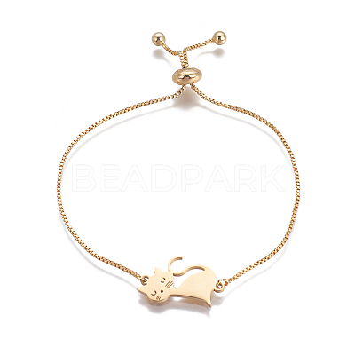 201 Stainless Steel Kitten Slider Bracelets STAS-I113-46G-1