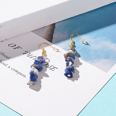 Natural Sodalite Chip Beaded Dangle Earrings EJEW-JE04788-13-1