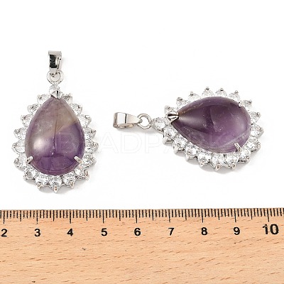 Natural Amethyst & Rhinestone Pendants G-K338-31P-12-1