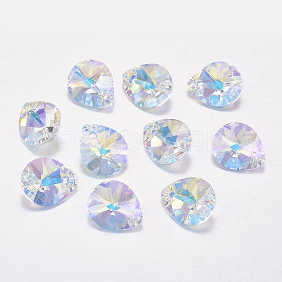 Faceted K9 Glass Rhinestone Charms X-RGLA-F053-C-001AB-1