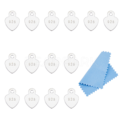 20Pcs 925 Sterling Silver Heart Chain Extender Drops STER-DC0001-41-1
