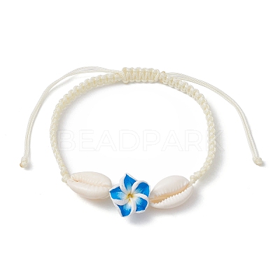 Natural Shell & Polymer Clay 3D Flower Link Bracelet BJEW-JB09815-1