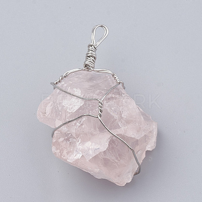 Natural Rose Quartz Pendants G-Q993-04-1