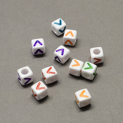 Large Hole Colorful Acrylic Letter European Beads SACR-Q104-02V-1