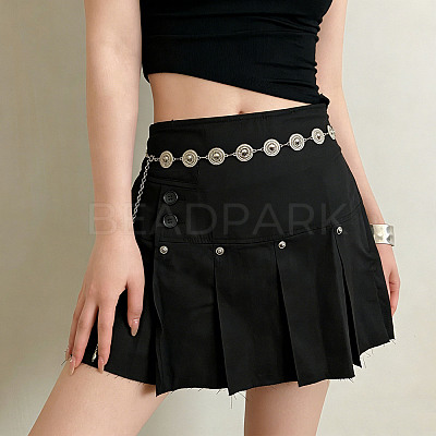 Boho Vintage Alloy Embossed Disc Link Waist Chains for Women WGCA4B9-02-1
