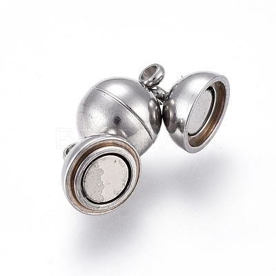 Tarnish Resistant 201 Stainless Steel Magnetic Clasps with Loops STAS-K200-03P-B-1