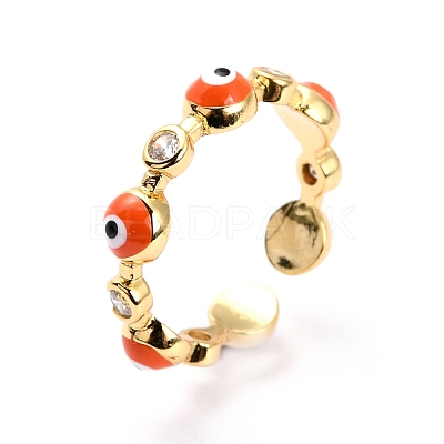 Brass Micro Pave Clear Cubic Zirconia Cuff Rings RJEW-O046-02G-1