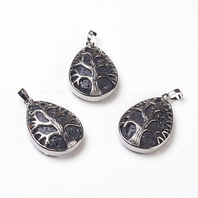 Natural Lava Rock Pendants G-P378-A-1