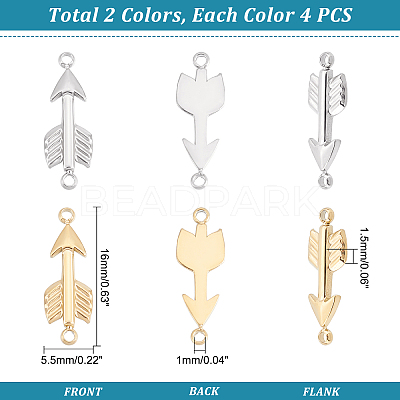 8Pcs 2 Colors 304 Stainless Steel Connector Charms STAS-UN0035-78-1