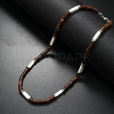 Bohemian Summer Cuboid Natural Howlite & Coconut & Hematite Heishi Beaded Necklaces TY7189-2-1