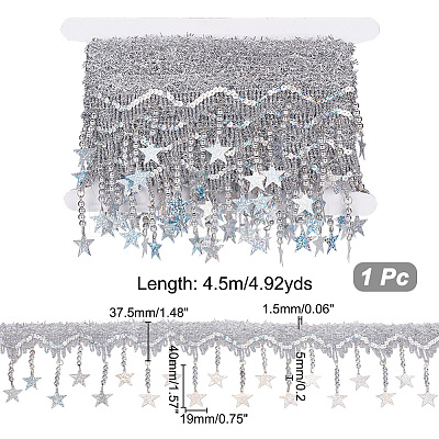 4.5M Sparkle Polyester Tassel Lace Trims OCOR-NB0001-68B-1